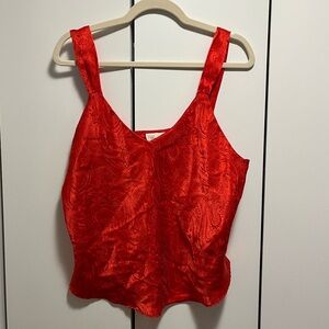 Red silk tank